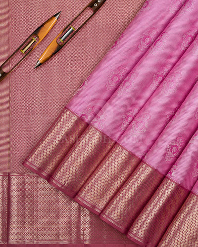 Lavender Rose & Rouge Pink Kanjivaram Silk Saree - D529(A) - View 1
