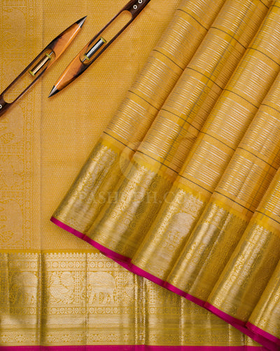 Turmeric Yellow Kanjivaram Silk Saree - DJ273(B) - View 1