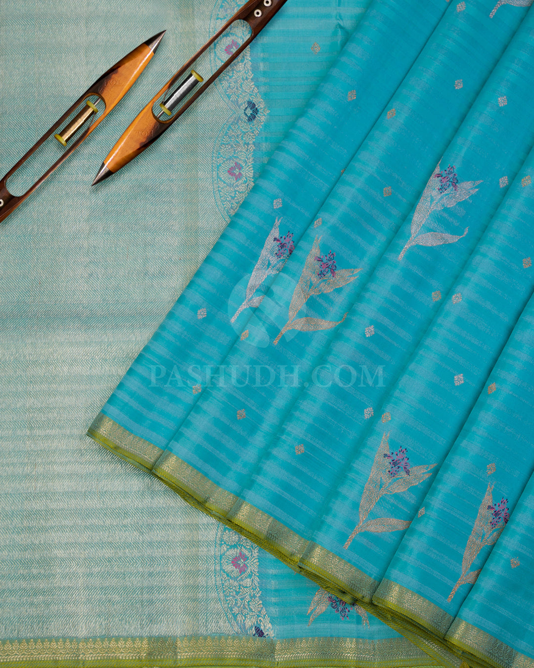 Sky Blue Kanjivaram Silk Saree - S996 - View 2