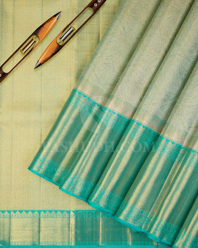 Turquoise Tissue kanjivaram Silk Saree - S1049(C) - View 2