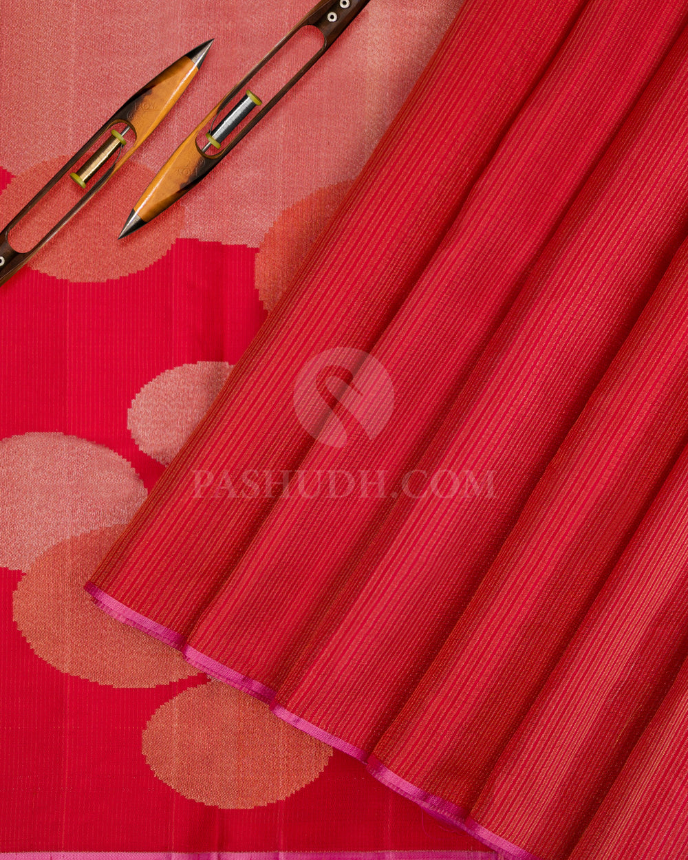 Red And Baby Pink Kanjivaram Silk Saree - DJ309(A) - View 1