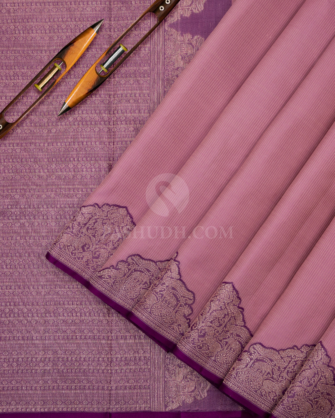Mauve & Violet Kanjivaram Silk Saree - S764- View 3