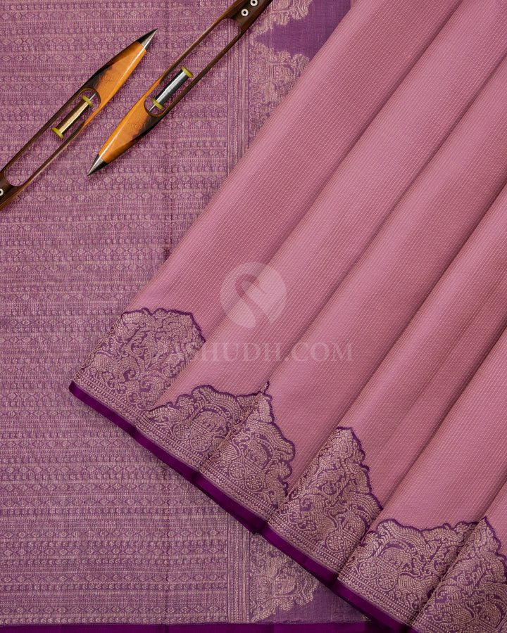 Mauve & Violet Kanjivaram Silk Saree - S764- View 3