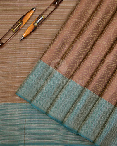 Bronze and Pastel Blue Kanjivaram Silk Saree - D507(C) - View 1