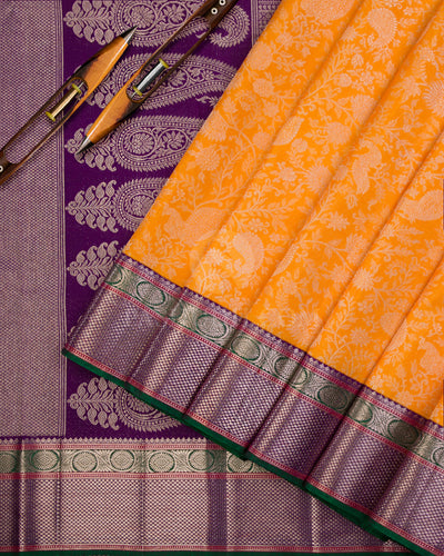 Yellow & Purple Kanjivaram Silk Saree - S912