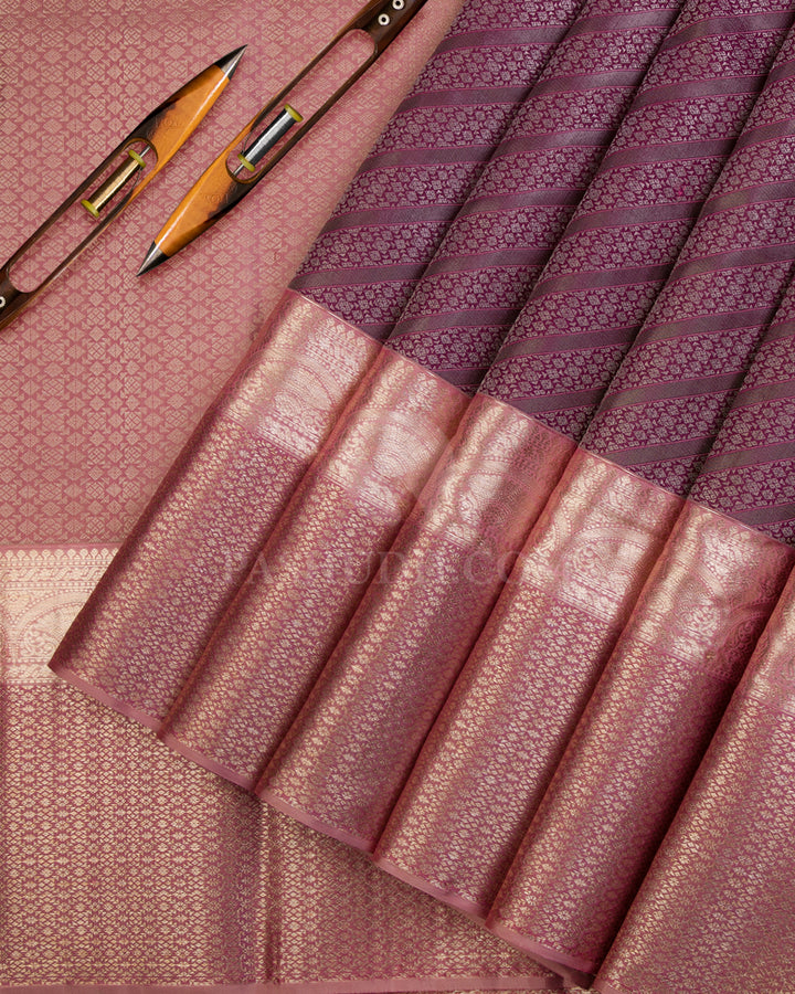 Violet and Pink Kanjivaram Silk Saree - DT220