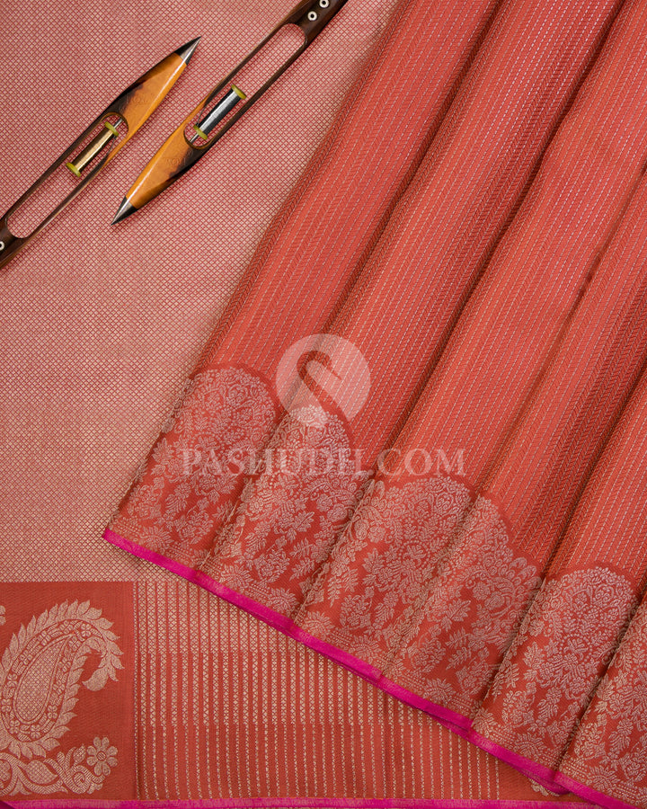 Brick Red Kanjivaram Silk Saree - D474