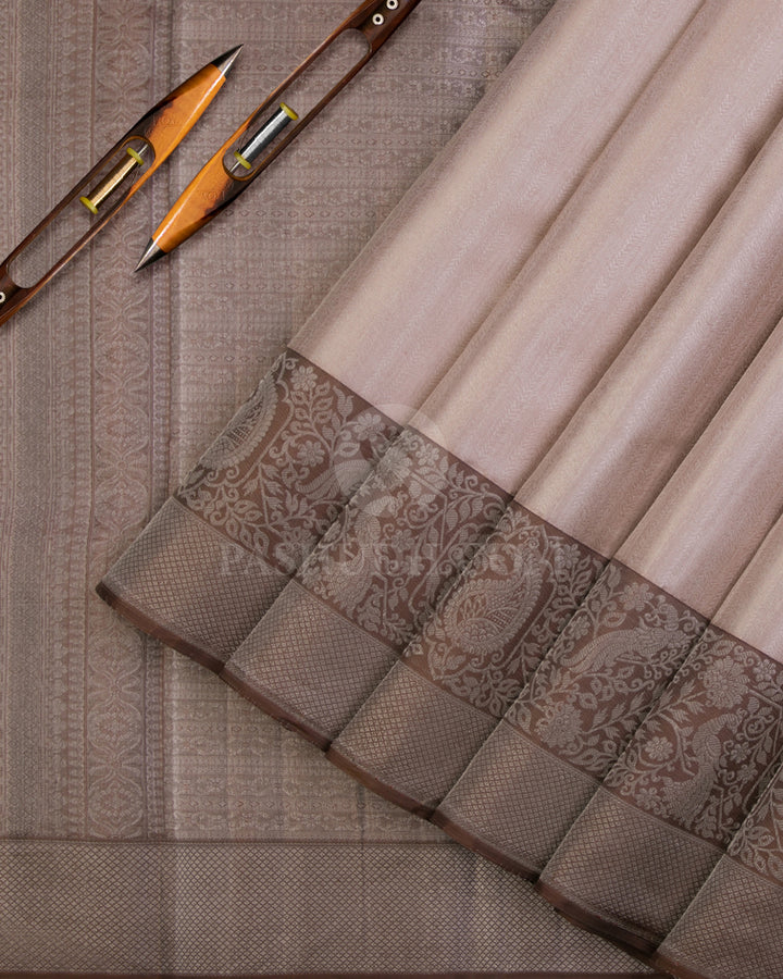 Tan and Brown Kanjivaram Silk Saree - DT216