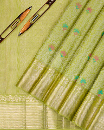 Parrot Green Kanjivaram Silk Saree - DJ316(A) - View 1