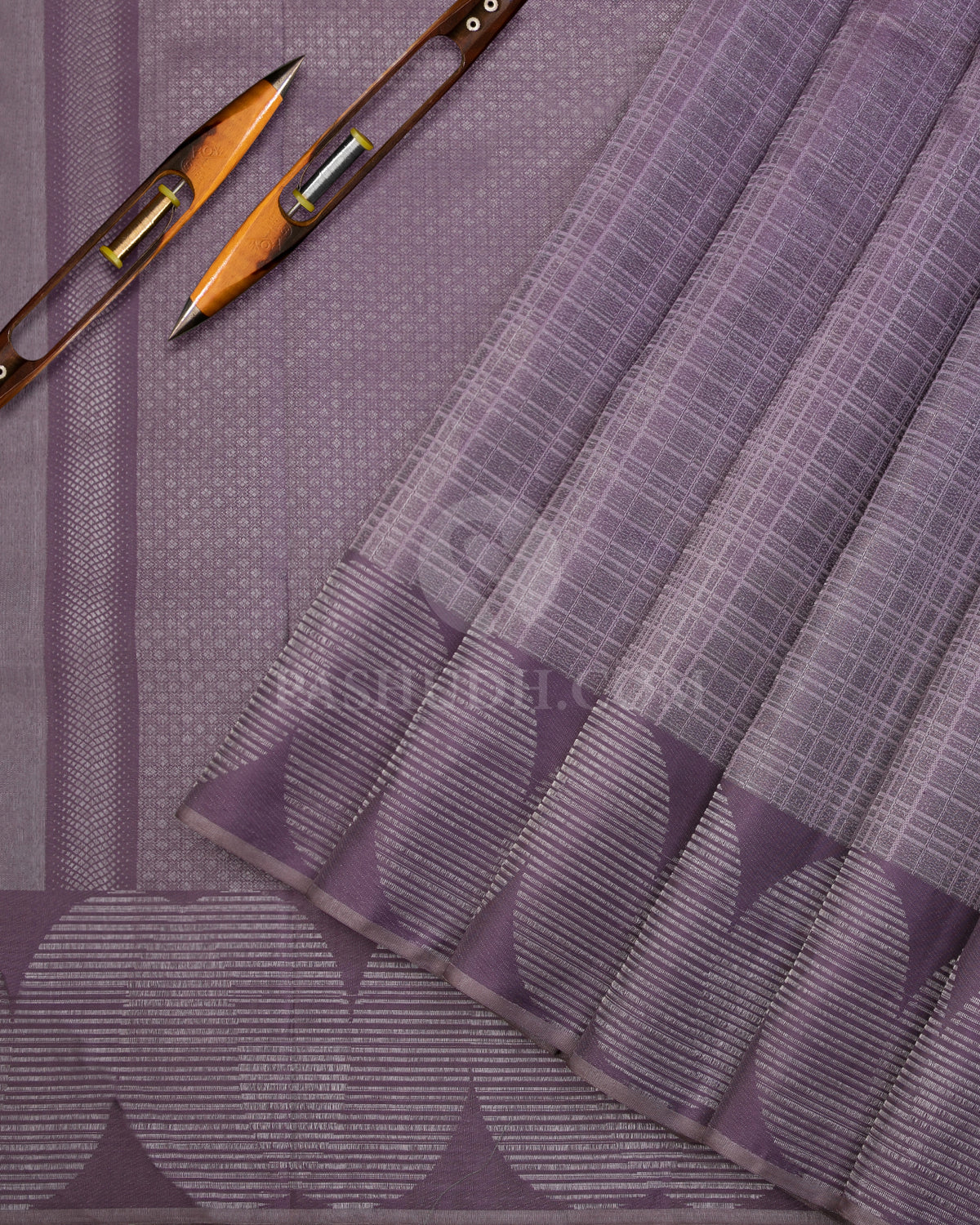 Purple Mauve & Greige Kanjivaram Silk Saree - D511(A) - View 1