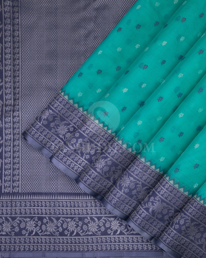 Anandha Blue Organza Weave Kanjivaram Silk Saree - DJ188 - View 2