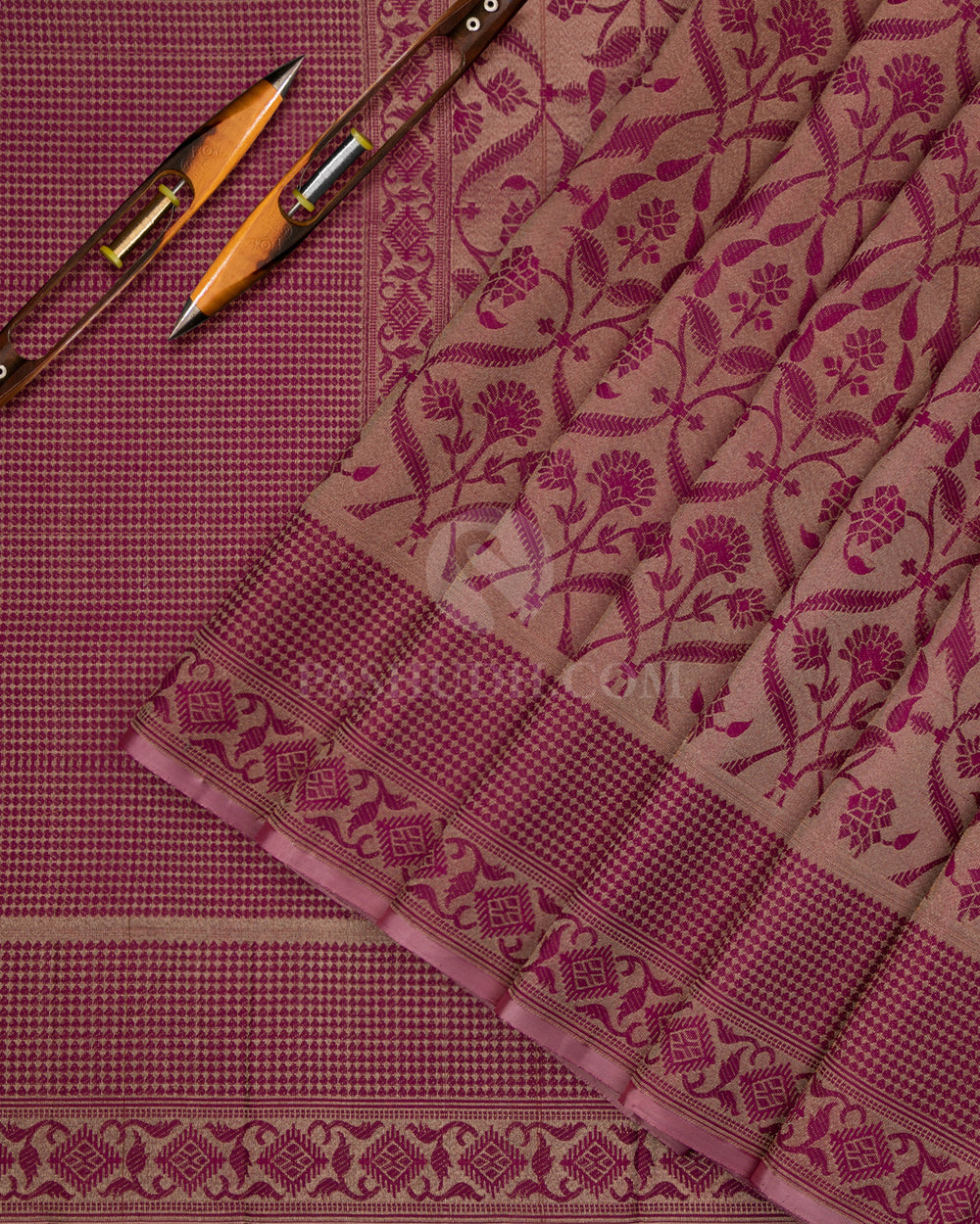 Dark Purple Kanjivaram Silk Saree - DJ216 - view 1