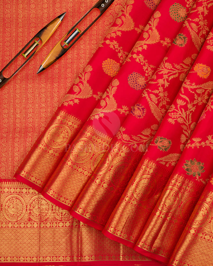 Bridal Red Pure Zari Kanjivaram Silk Saree - P117 - View 2