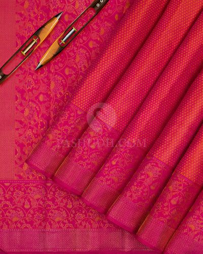 Mild Green And Baby Pink Organza Kanjivaram Silk Saree - S1150(A) - View 2