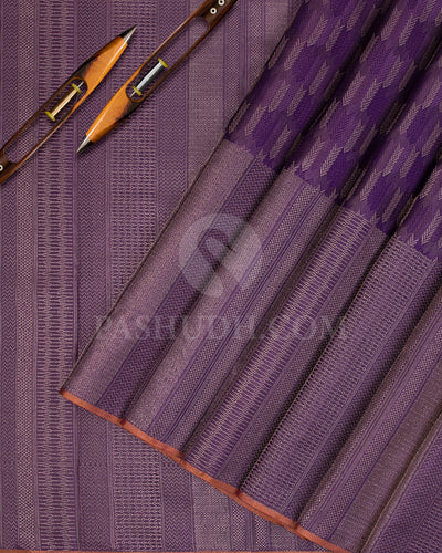 Dark Lavender Kanjivaram Silk Saree - D521(D) - View 1