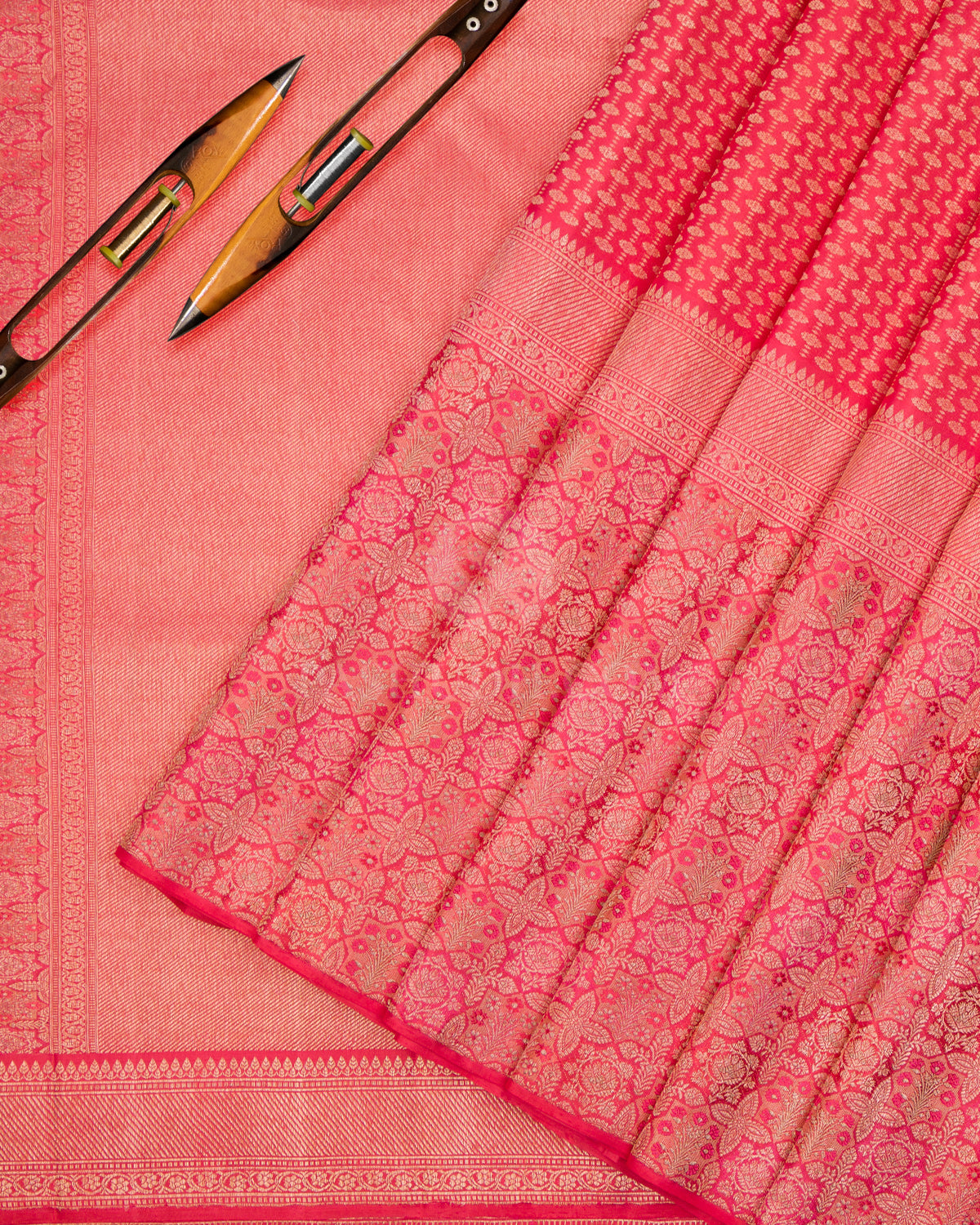 Pink Pure Zari Kanjivaram Silk Saree - S835 -View 3