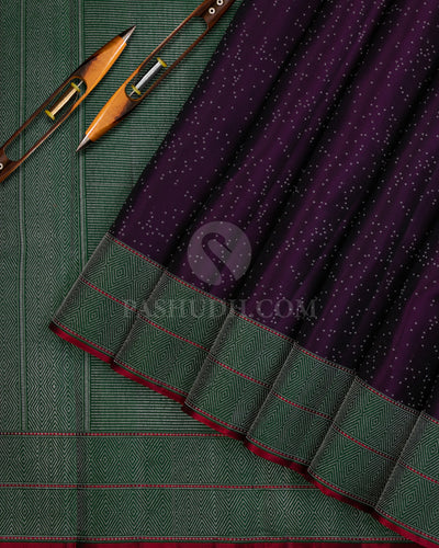 Violet and Forest Green Kanjivaram Silk Saree - DJ275(C) - View 1