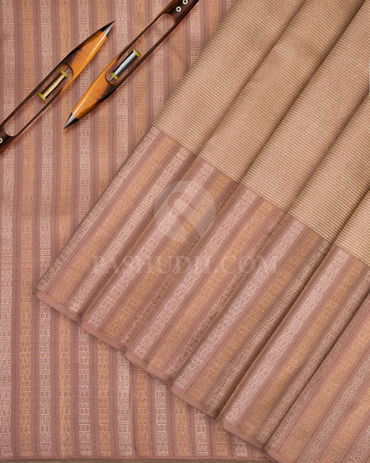 Pink Grey Kanjivaram Silk Saree - S700 - View 3