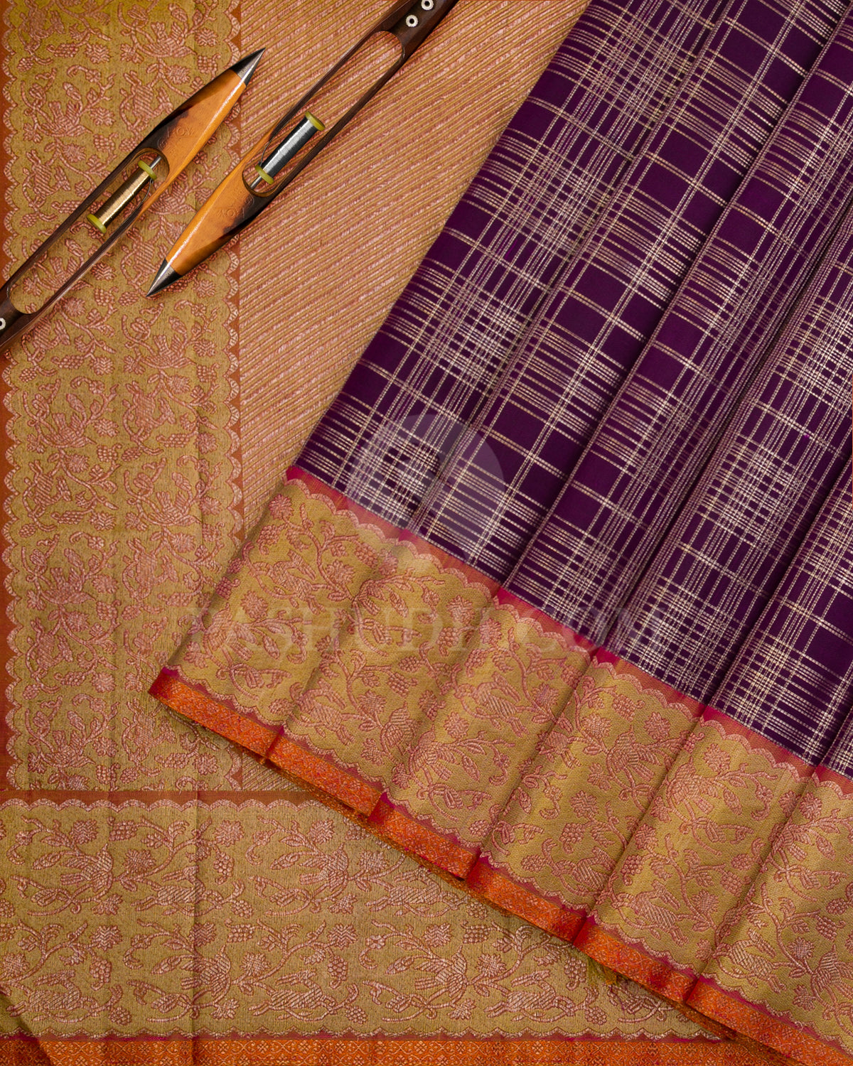 Purple and Pink Kanjivaram Silk Saree - S931