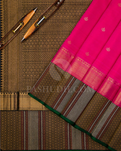 Rani Pink and Black Kanjivaram Silk Saree - S952