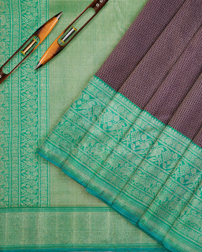 Deep Violet and Turquoise Kanjivaram Silk Saree - S935