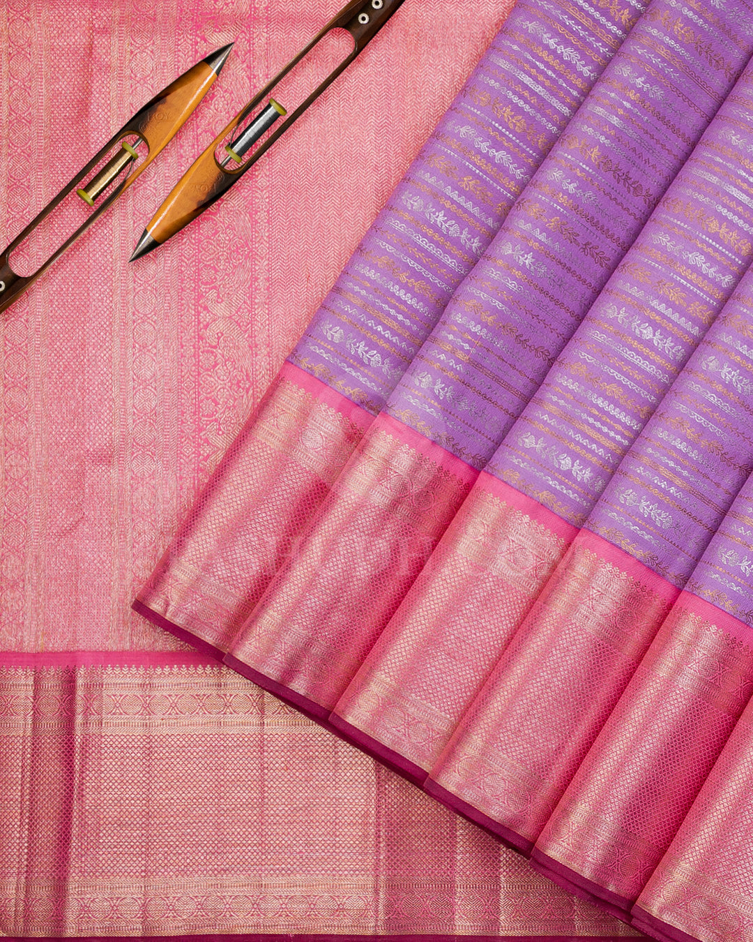 Lavender and Baby Pink Kanjivaram Silk Saree - S951