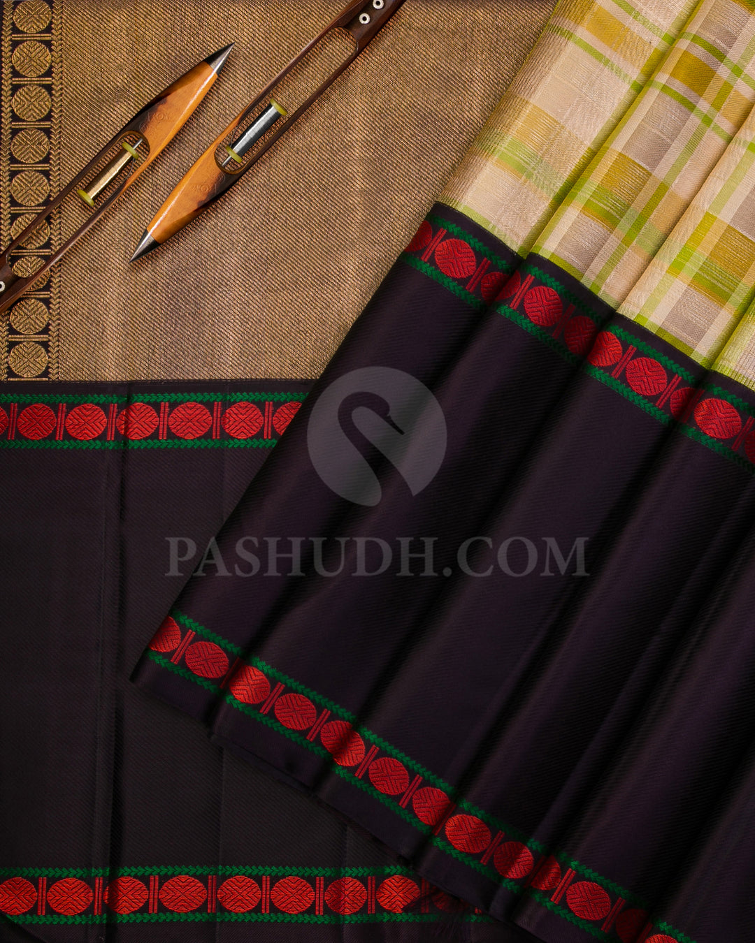 Cream, Mild Green and Navy Blue Kanjivaram Silk Saree - S950
