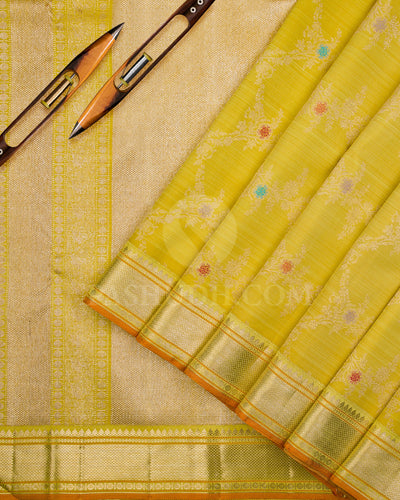 Lemon Yellow Kanjivaram Silk Saree - S959