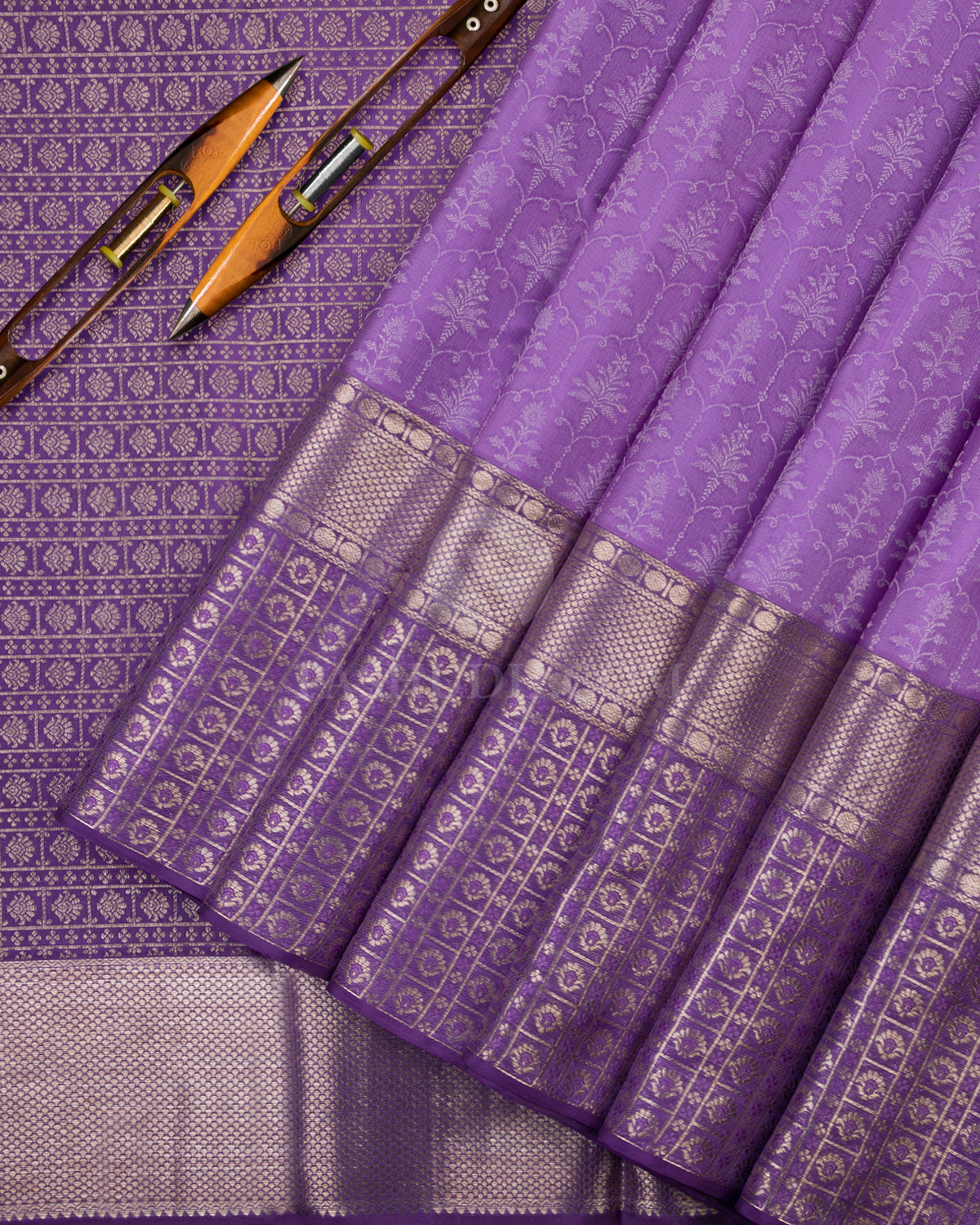 Lavender Kanjivaram Silk Saree - D439 - View 2