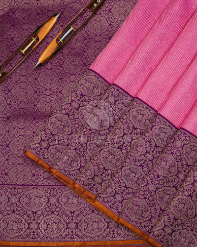 Hot Pink & Violet Kanjivaram Silk Saree - S983 - View 2