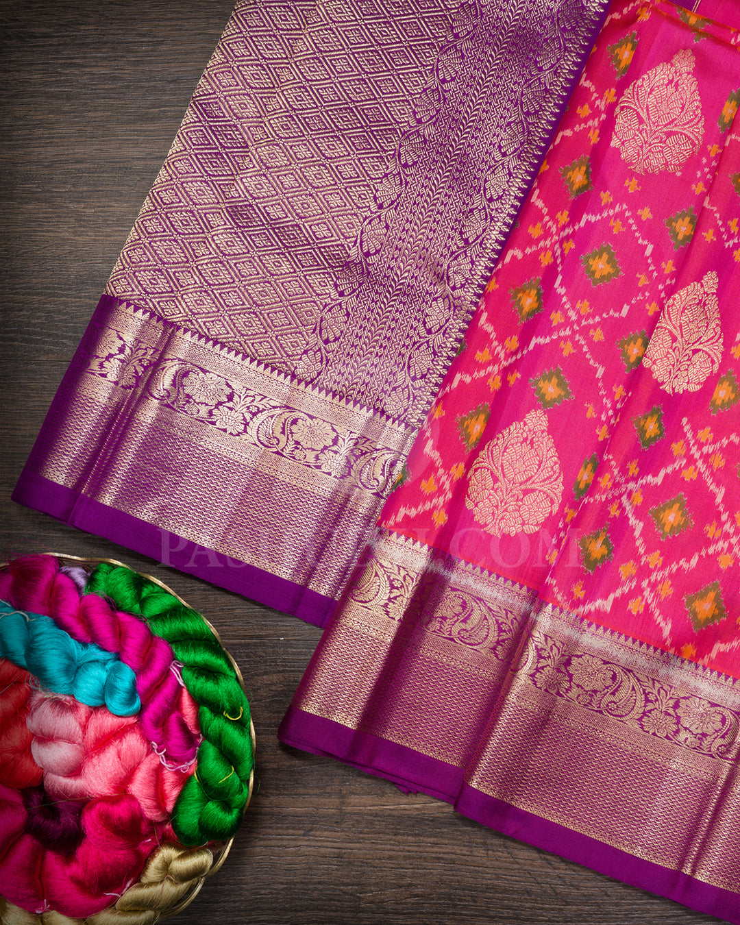 Dual Shaded Pink Shot Orange Kanjivaram Silk Saree-DA5