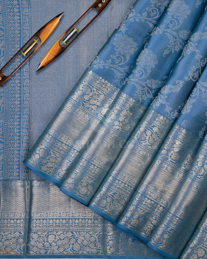 Blue Kanjivaram Silk Saree - D440 - View 2