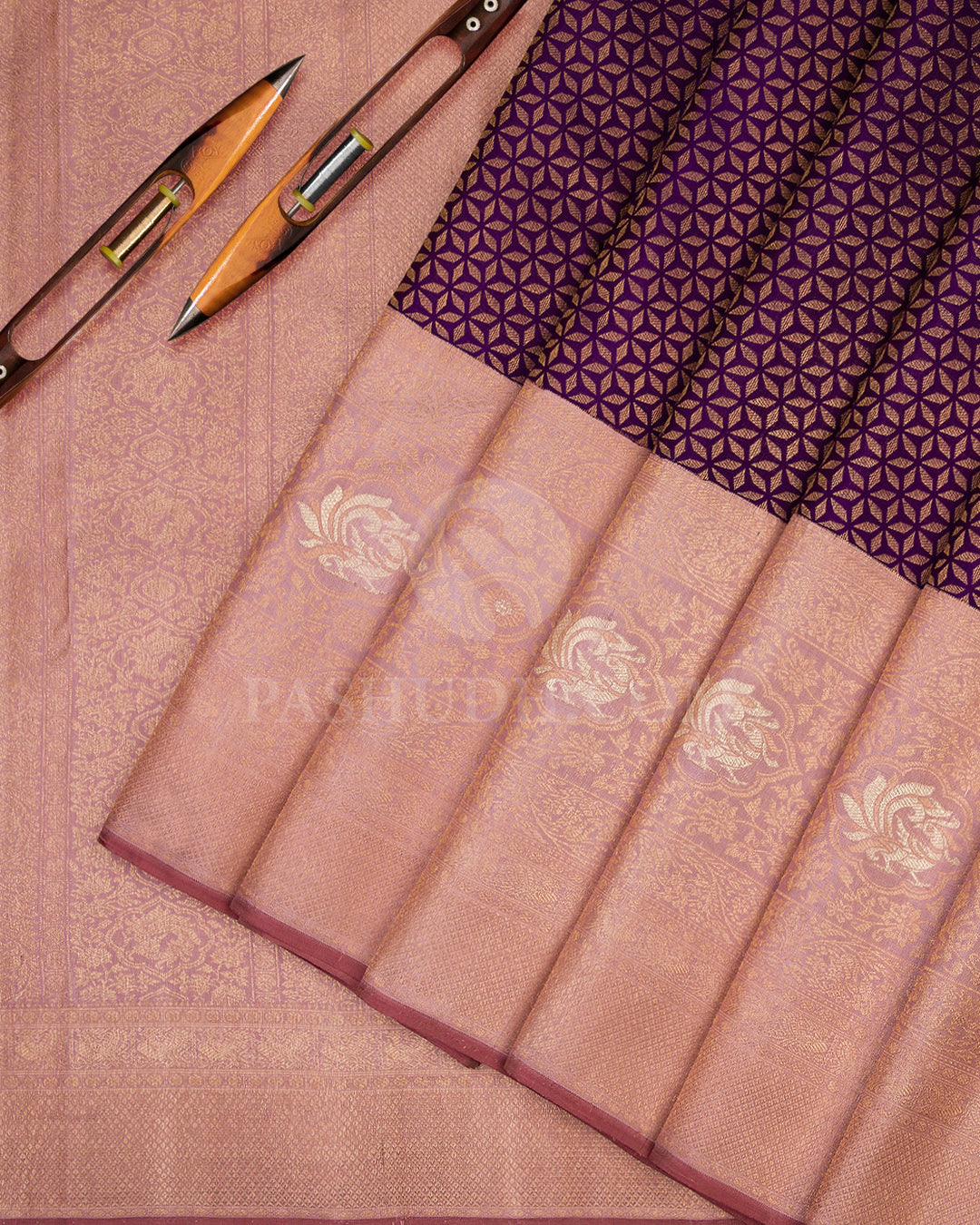 Royal Violet Pure Zari Kanjivaram Silk Saree - S718 - View 3