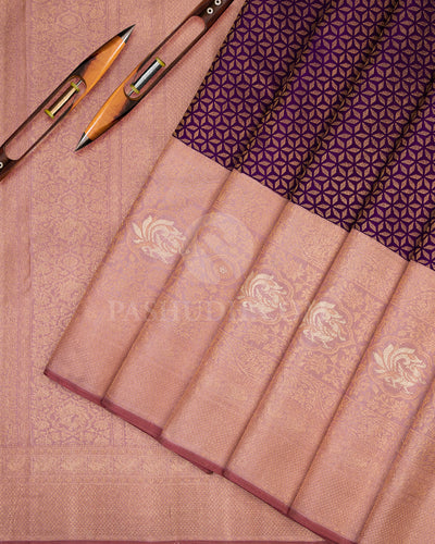 Royal Violet Pure Zari Kanjivaram Silk Saree - S718 - View 3