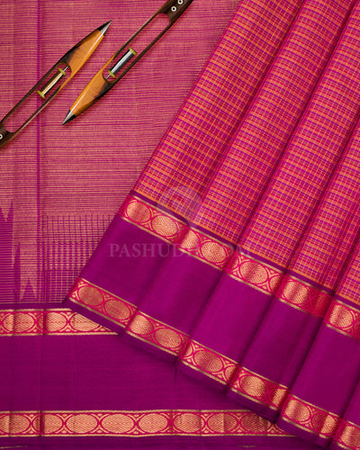 Multicolour & Dark Violet Kanjivaram Silk Saree - S773 -View 4