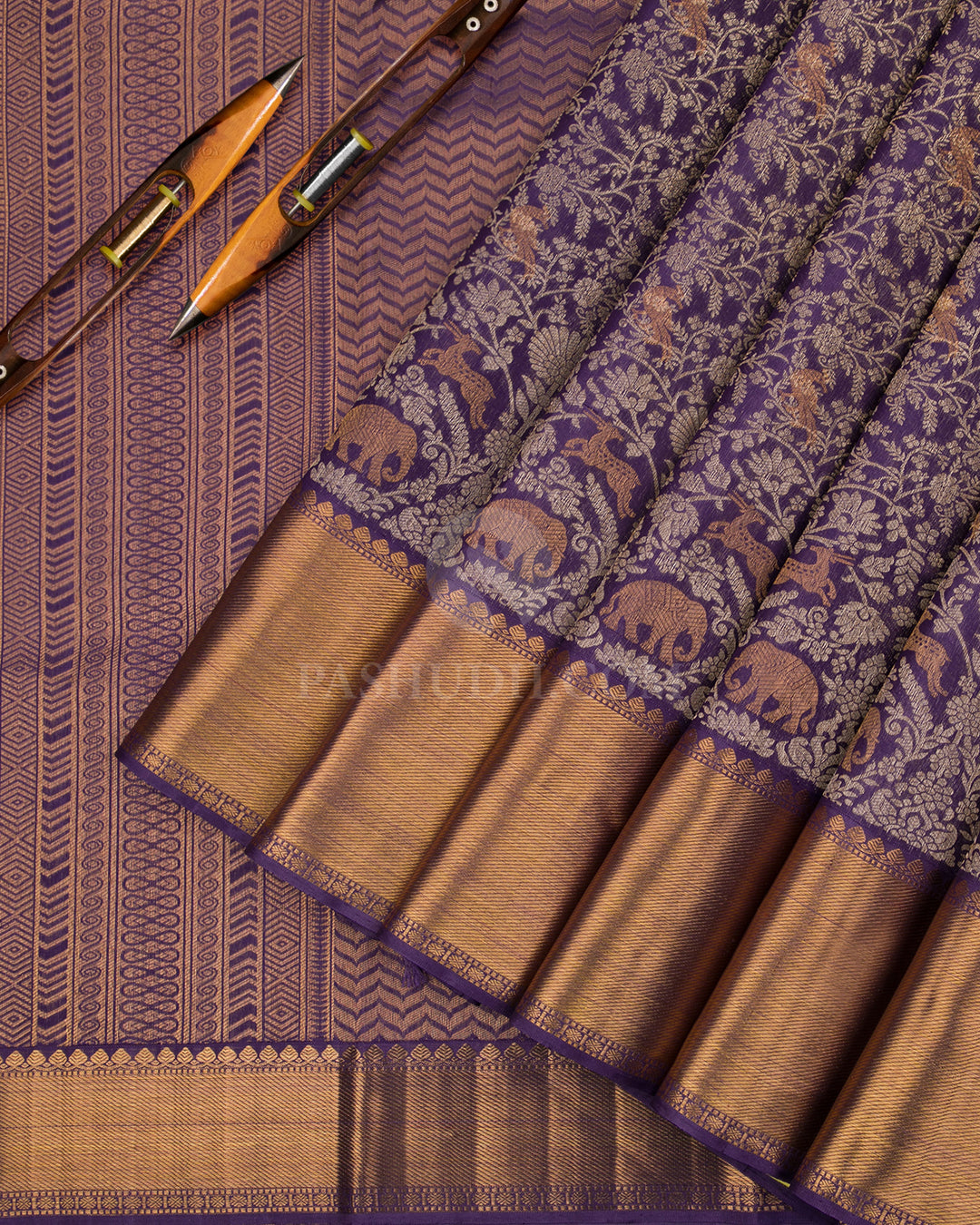 Violet Pure Zari Kanjivaram Silk Saree - S805 - View 3