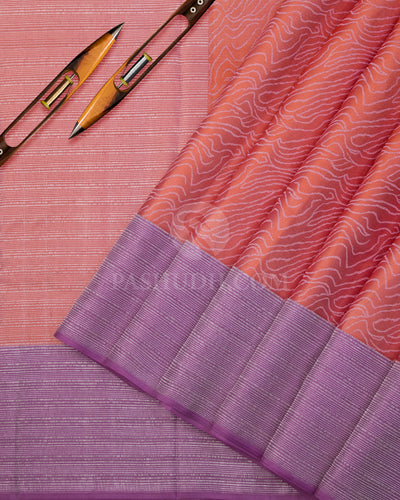 Neon Orange & Lavender Kanjivaram Silk Saree - D507(B) - View 1