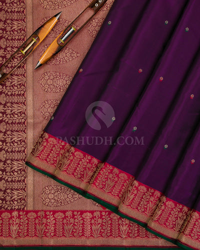 Violet & Red Kanjivaram Silk Saree - S1083(A) -View 2