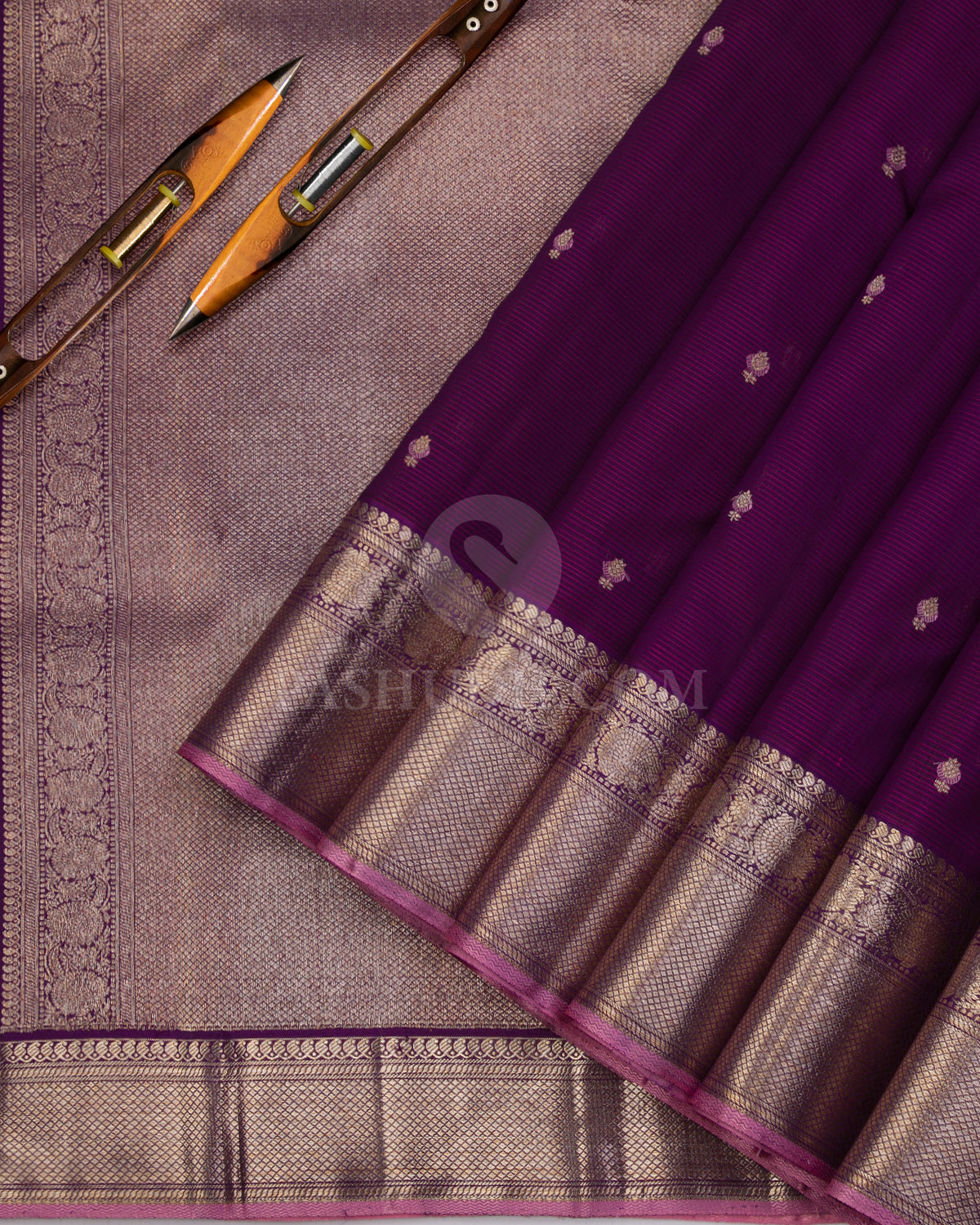 Purple & Pink Kanjivaram Silk Saree - S978 - View 2