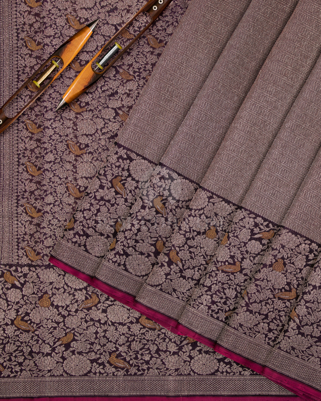 Dark Purple  Zari Kanjivaram Silk Saree - S818 - View 3