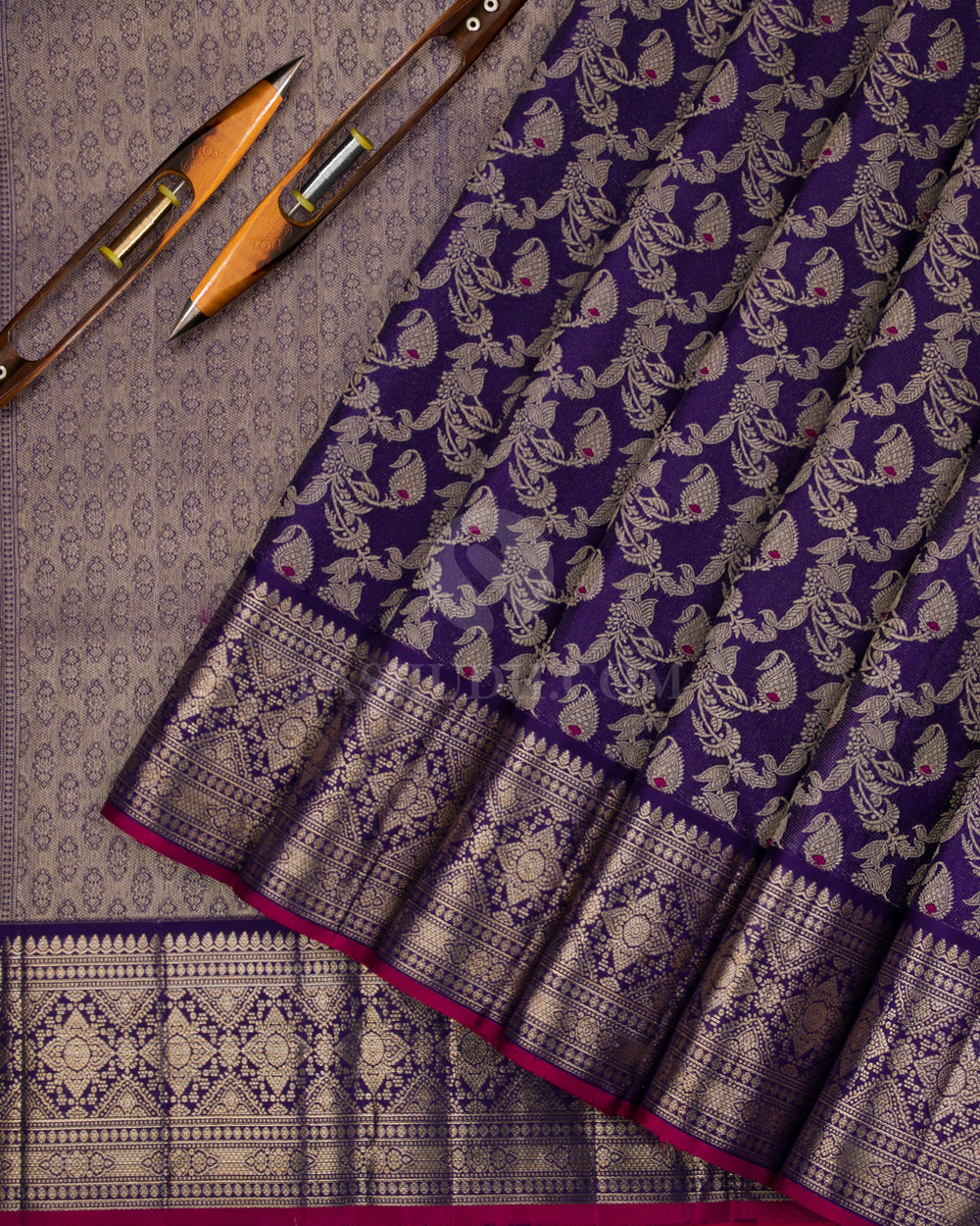 Royal Blue Kanjivaram Silk Saree - DJ229 - View 2