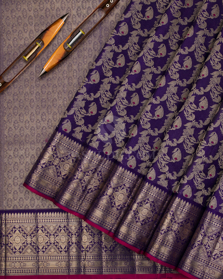 Royal Blue Kanjivaram Silk Saree - DJ229 - View 2