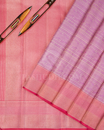 Lavender and Peachy Pink Kanjivaram Silk Saree - D537(B) - View 1