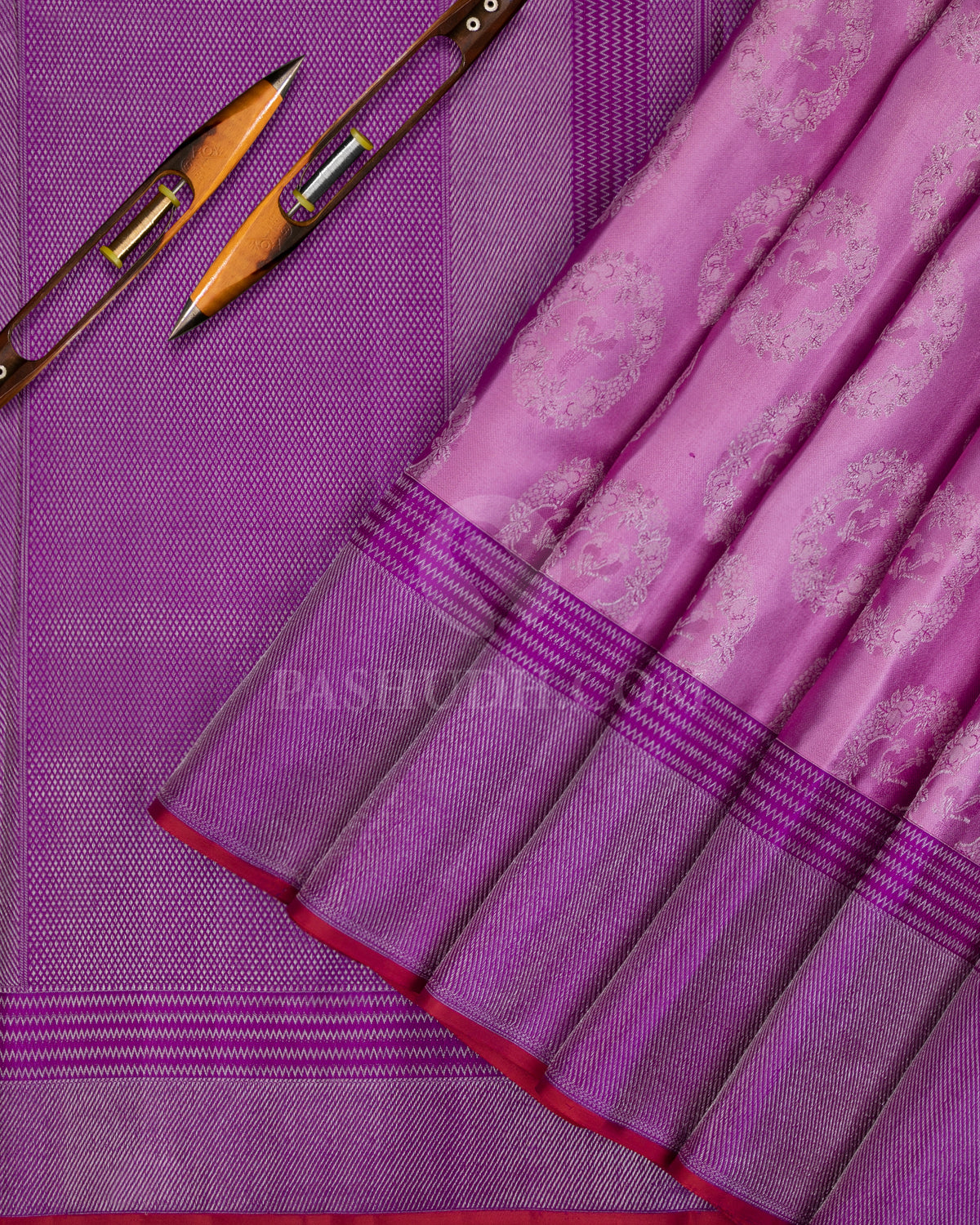 Old Rose And Violet Kanjivaram Silk Saree - D510(D) - View 1