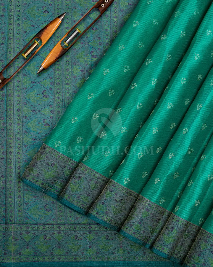 Rama Green & Pine Green Kanjivaram Silk Saree - DJ303(B) - View 1