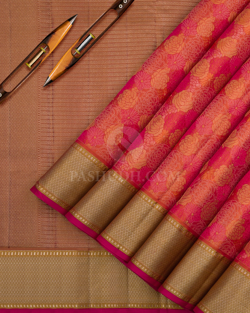 Orange & Beige Kanjivaram Silk Saree - DJ279(C) - View 1