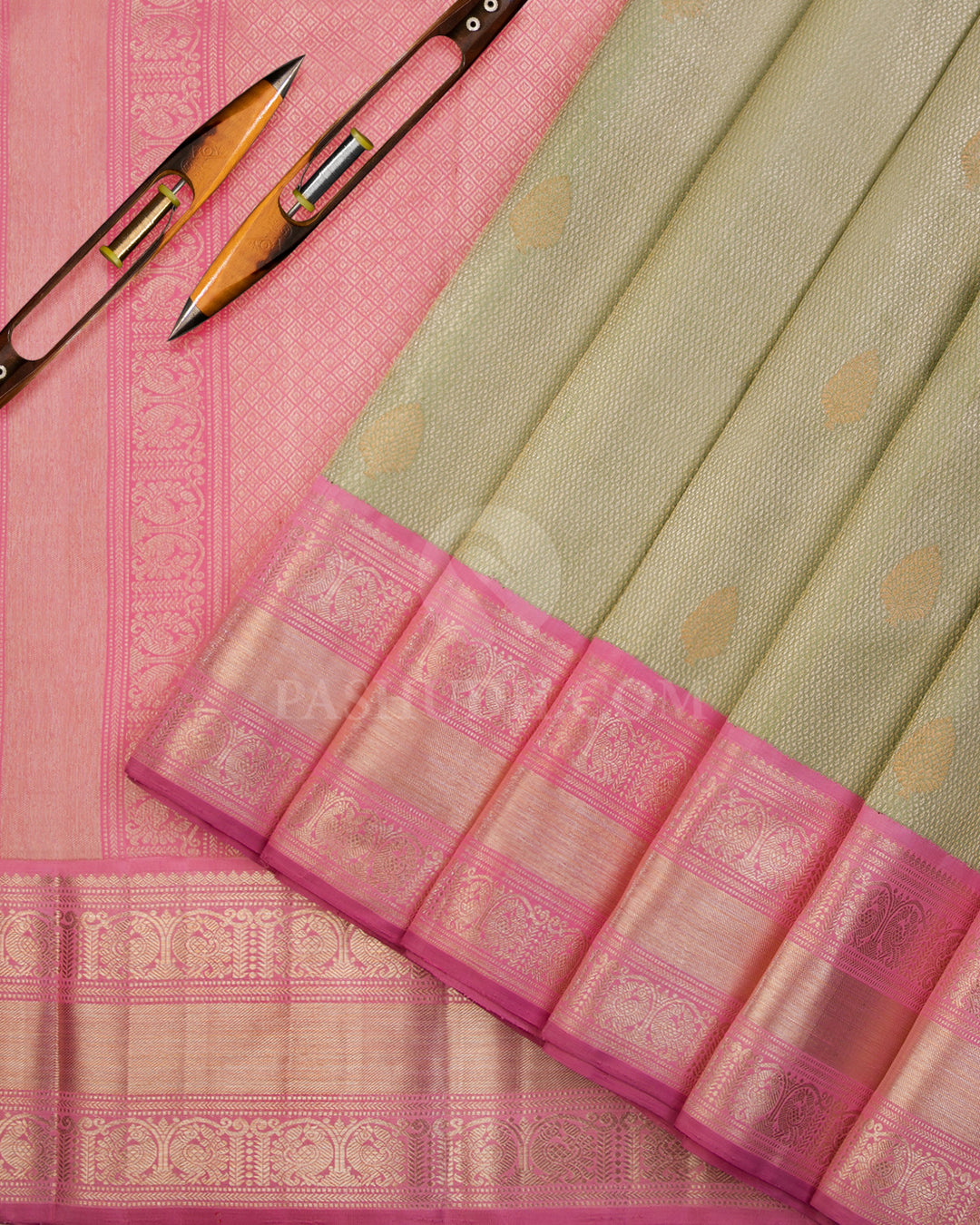 Green & Pink Kanjivaram Silk Saree - S891 - View 3