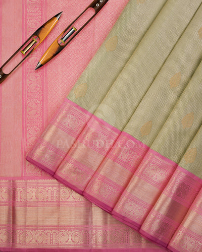 Green & Pink Kanjivaram Silk Saree - S891 - View 3
