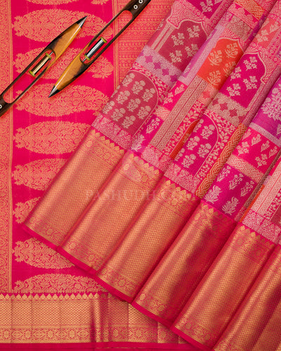 Multicolour Pure Zari Kanjivaram Silk Saree - P110 - View 3