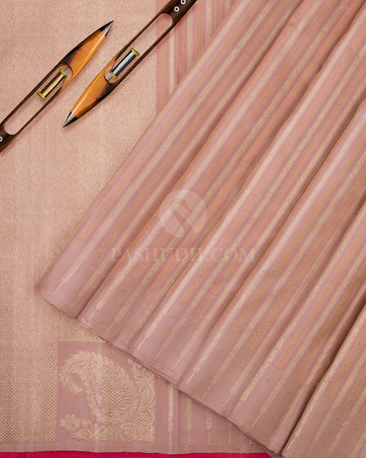 Peach Borderless Kanjivaram Silk Saree - S741- View 3